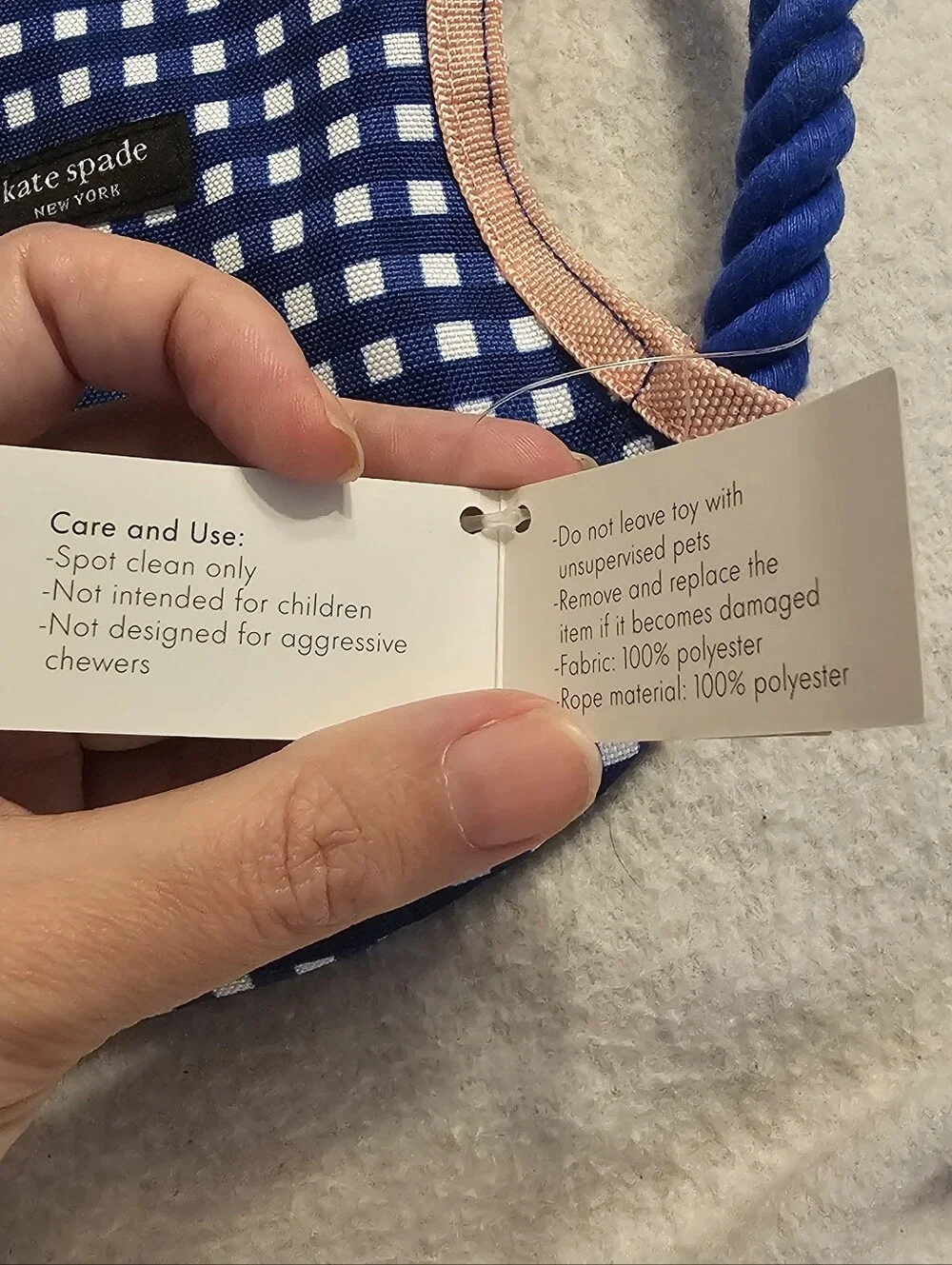 kate spade new york Blue Gingham Frisbee Dog Toy